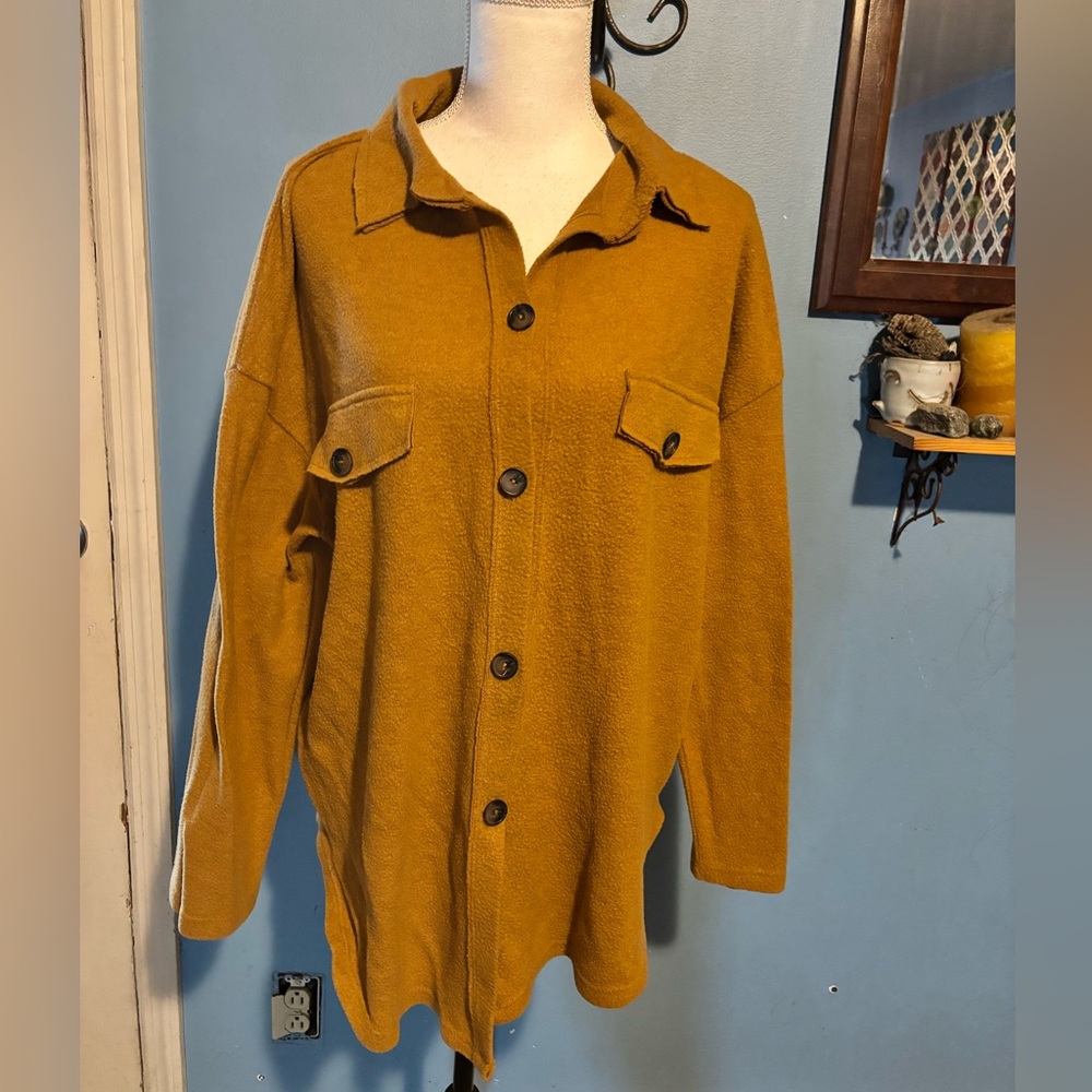 First Love, Tan Fleece, Button Down